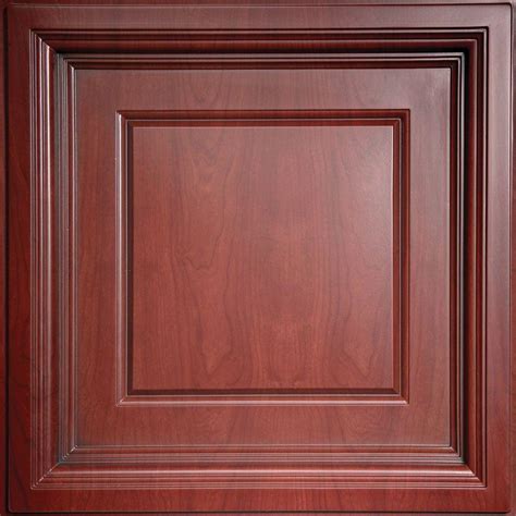 But most ceiling tiles are decorative vinyl / pvc panels and tiles in faux wood styles. Ceilume Madison Faux Wood-Cherry 2 ft. x 2 ft. Lay-in ...