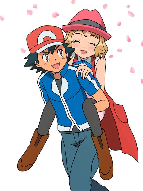 Ash Carrying Serena Cherry Blossoms By Amarant1 On Deviantart