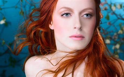 Wallpaper Face Digital Art Women Redhead Long Hair Blue Eyes