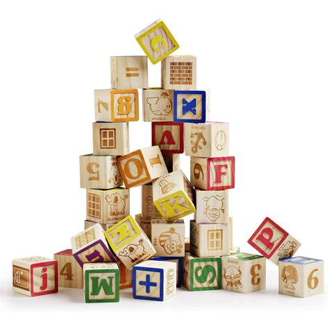 Sainsmart Jr Wooden Abc Blocks 40pcs Stacking Blocks Baby Alphabet