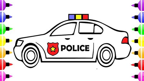 How To Draw Police Car Coloring Pages For Kids And Drawing For Kids