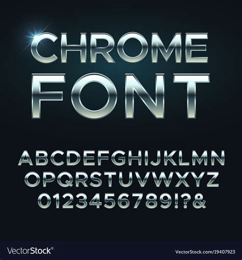 Chrome Metal Font Steel Metallic Alphabet Vector Image