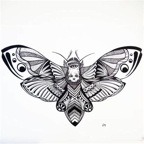 So make sure you find a good tattoo artist to do this tattoo. Moth • Black and White • Art • Drawing • Skull • Black ink ...