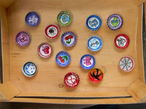 Painted Bottle Caps That I Am Making Necklaces With Bottle Cap