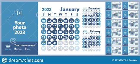 2023 Calendar New Year Planner Design English Calender Blue Color