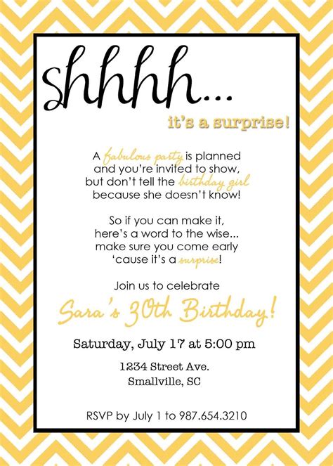 wording  surprise birthday party invitations birthday