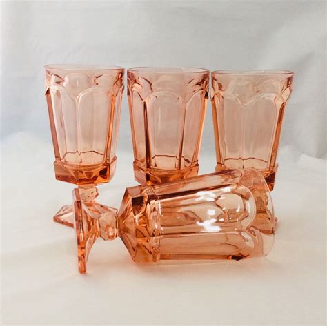 Iced Tea Glasses Fostoria Virginia Peach Glassware Set Of 4 Water Goblets Footed Glasses For
