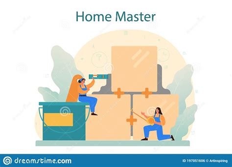 Home Master Concept Repairman Applying Finishing Materials Stock