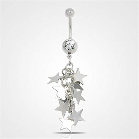 Rhinestone Dangle Body Piercing Jewelry Ball Barbell Bar Belly Button Navel Ring N5 Free Image
