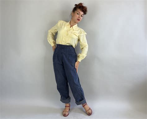 1950s Rebel Rachel Blue Jeans Vintage 50s Classic Denim Cotton Pants