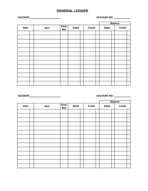 Free Printable General Ledger Templates Word And Excel And Pdf Small Business