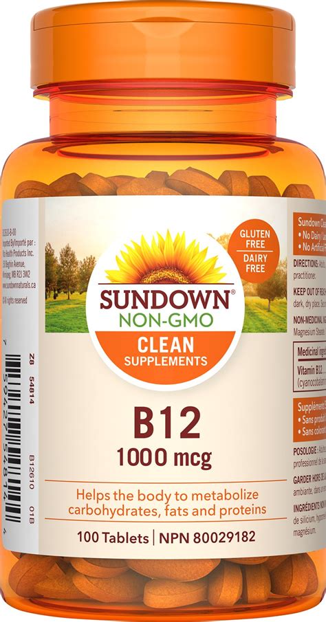 Like all of the products in the simply supplements range, our vitamin b12 1000µg tablets benefit from being made at good manufacturing practice (gmp) certified facilities right here in great britain. Sundown Naturals Canada | Letter Vitamins | Vitamin B12 ...