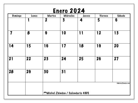 Calendario Enero 2024 Escuela Ds Michel Zbinden Pa