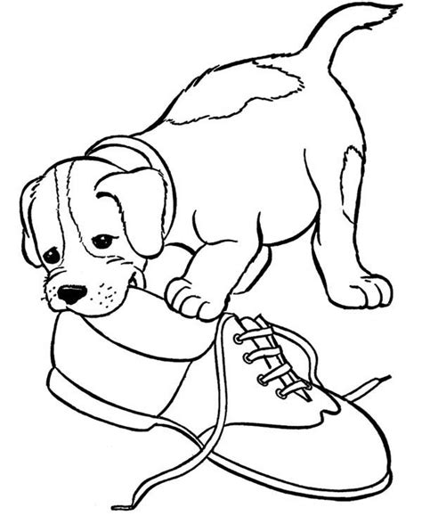 Dogs coloring pages for kids you can print and color. Pet Puppy Play With Shoe Coloring Page : Coloring Sky