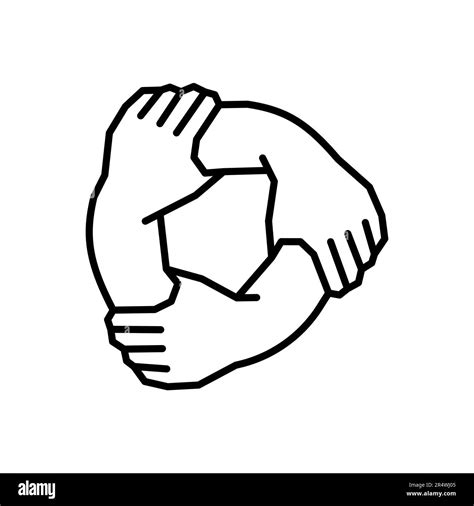 Three Hands Support Each Other Line Icon Simple Outline Style Team