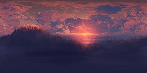 Artwork Digital Art Sunset Clouds Landscape Dark Sky Nature