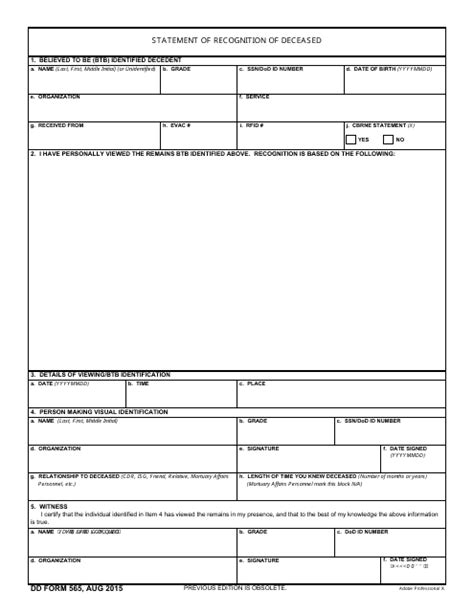 Dd Form 565 Fill Out Sign Online And Download Fillable Pdf