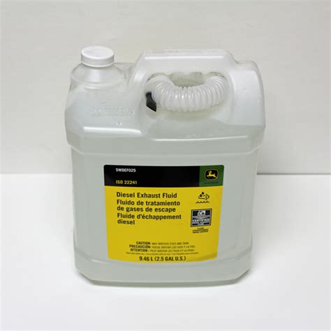 It is a 32.5% solution of chemically pure urea and 67.5% demineralized or deionized water. John Deere Diesel Exhaust Fluid (DEF) - SWDEF025