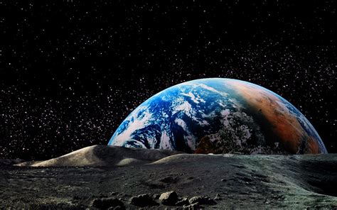 Nature Landscape Planet Earth Space Moon Horizon Stars