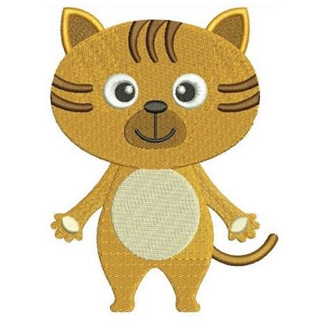 Little Kitty Cat Animal Machine Embroidery Digitized Design Filled
