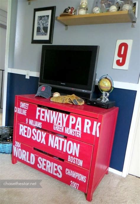 Pin By Rien Whosoever On Trenton Red Sox Room Baseball Dresser Red