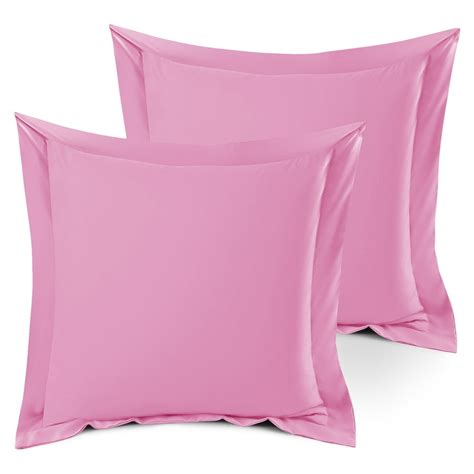Set Of 2 Euro 18x18 Size Pillow Shams Light Pink Hotel Luxury Soft