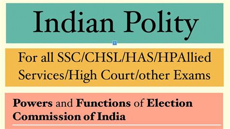 Election Commission Of India Powers And Functions For Sscchslstate