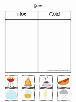 hot  cold worksheet  kindergarten   kids learning