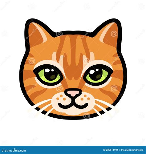 Cartoon Ginger Tabby Cat Face Stock Vector Illustration Of Hand Mascot 220611904