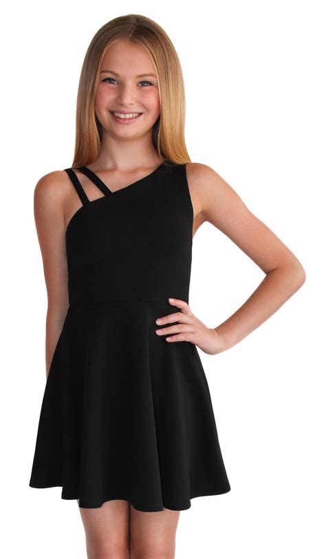 Black Textured Knit Fit And Flare Dress With Double Shoulder Strap