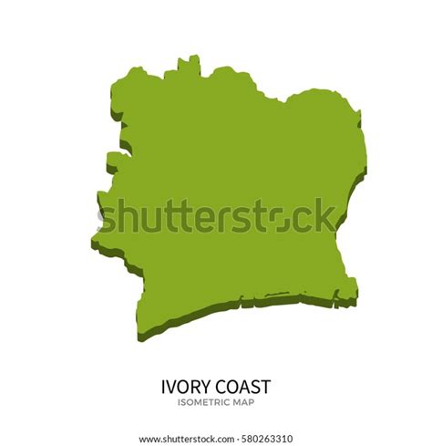 Isometric Map Ivory Coast Detailed Illustration Stock Illustration