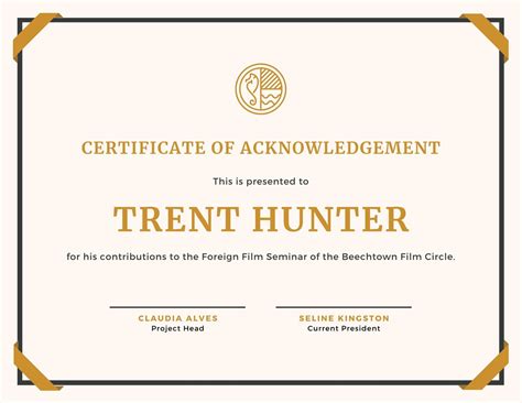 Gold And Cream Simple Certificate Of Participation Templates By Canva