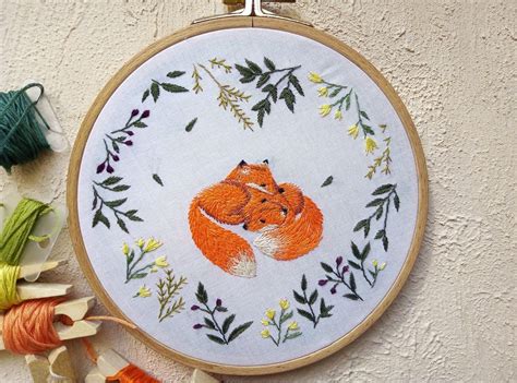 Fox embroidery pattern embroidery valentine designs | Etsy | Fox ...