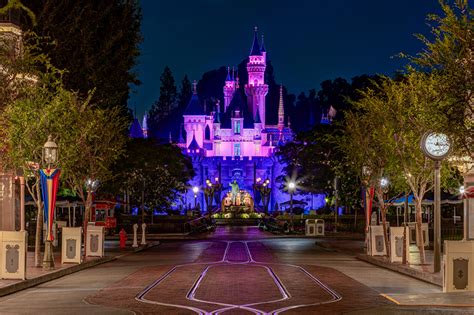 Image Anaheim California Disneyland Usa Castle Park Night Street