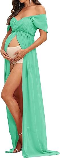 maternity dress for photoshoot off shoulder chiffon gown split front maxi pregnancy dresses for