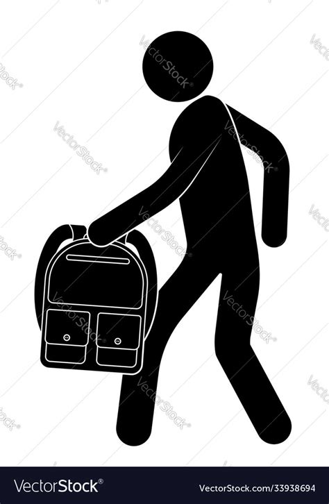 Stick Figure Schoolboy Student Goes Royalty Free Vector