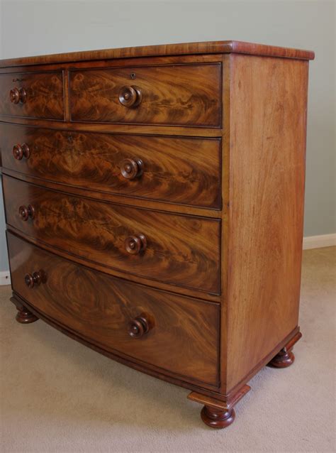 Antique Victorian Mahogany Bow Front Chest Drawers 241119