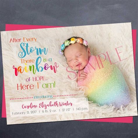 Printable Rainbow Baby Birth Announcement 5x7 After Every Etsy