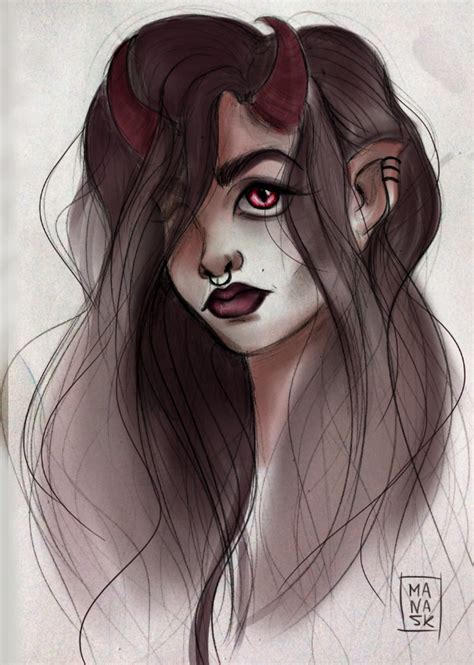 Demon Girl Sketch Colored By Manasketches On Deviantart