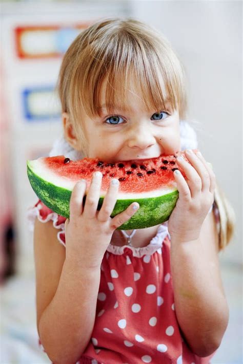 Funny Child Eating Watermelon Stock Photo Image Of Cute Human 10897832