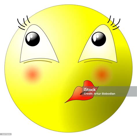 vector kissing emoticon with red lips isolated on white background kissing emoticon illustration