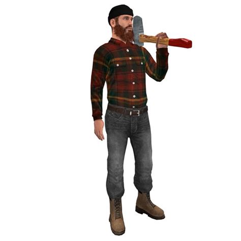 3d Model Rigged Canadian Lumberjack Man
