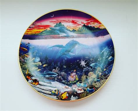 Danbury Mint Underwater Paradise Collector Plate - 'New Moon Over