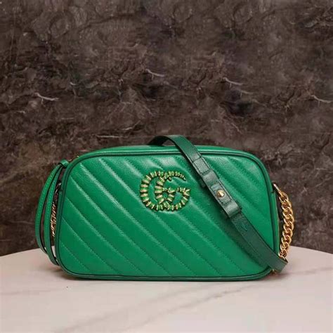 Gucci Gg Women Gg Marmont Small Shoulder Bag Bright Green Diagonal