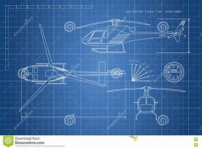 Engineering Drawing Background Helicopter Views Three Illustration