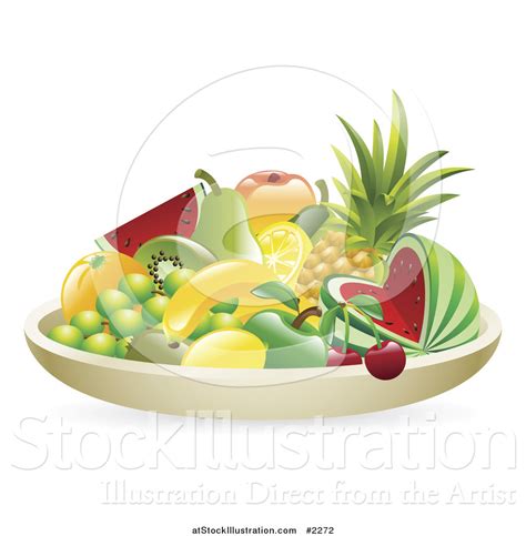 Vector Illustration Of A 3d Bowl Of Tropical Fruit By