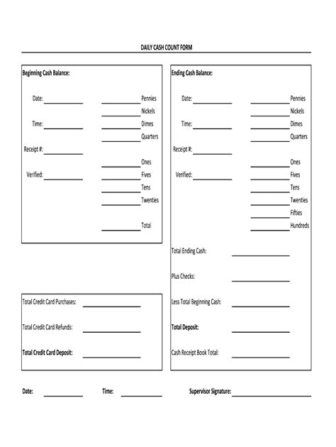 Free Printable Cash Count Sheet Printable Form Templates And Letter