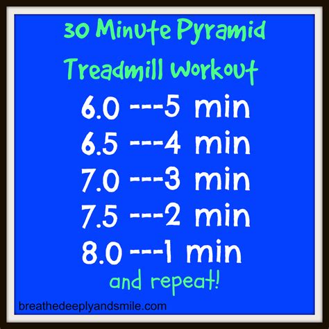 Breathe Deeply And Smile 30 Minute Treadmill Pyramid Workout
