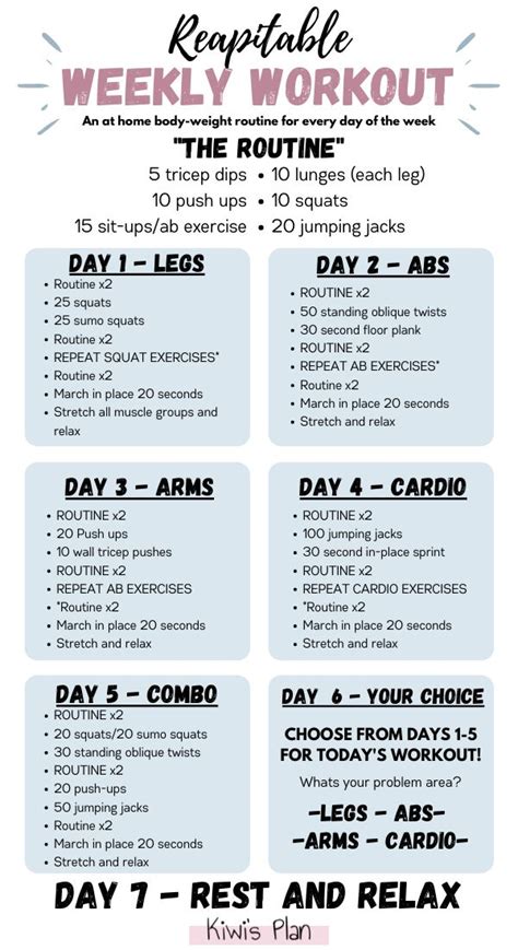 Get Toned With This Repeatable Weekly Workout Beginner Workout At Home
