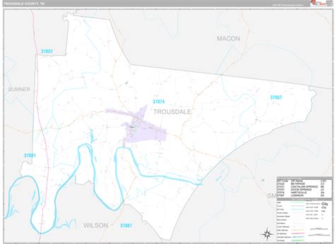 Trousdale County Tn Zip Code Maps Premium